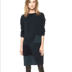 Vince wool/cashmere boat neck tunic sweater dress